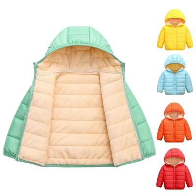 Children Winter Hooded Down Padded Parkas Kids Thicken Fleece Jackets Girls Boys Warm Coat Outerwear Overcoat