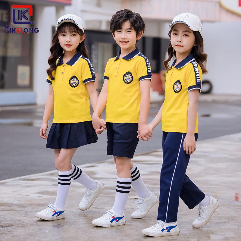 2025 Kids' Summer School Uniform: Short-Sleeve T-Shirt Sportswear for Kindergarten, Primary, and Secondary Students