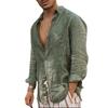Fashion Men's Loose Big Size Solid Colour Shirt Linen Lapel Long-sleeved Casual Shirt Men's Tops