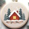 1set Christmas Embroidery Kit, Christmas Cottage Embroidery Material Kit, Suitable for Beginners DIY Embroidery, Handmade Fabric Material Kit