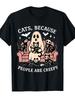 Funny Halloween TShirt  Cats Because People Are Creepy Graphic Tee with Ghosts  Cats  Soft Breathable Cotton Shirt