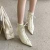 Modă Modă Cu Șireturi Glezna Dama Cizme Moderne Tocuri Subțiri Pantofi Vârf Ascuțit Elegant Femei Cizme Scurte Pantofi cu Tocuri Dama