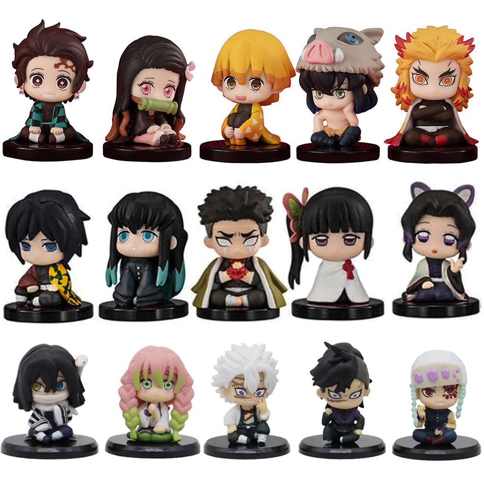 Q Version Demon Slayer 5 Style/Set Sitting Ghost Doll Tanjiro Nidouzi Inosuke Zenizu Figure Action Figure Movie Model Toys Doll