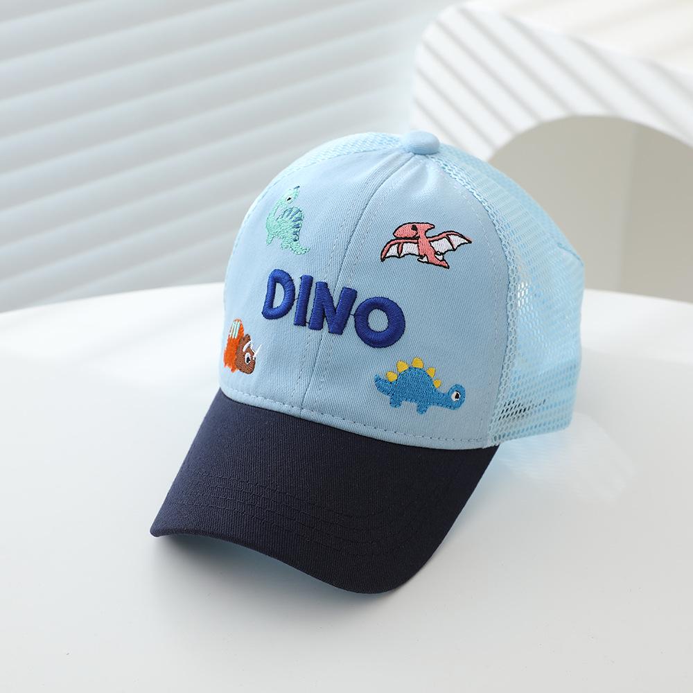 Summer Dinosaur Dino Embroidery Hat Children'S Mesh Cap Cartoon Mesh Hat Sun Hat Embroidery Baseball Cap