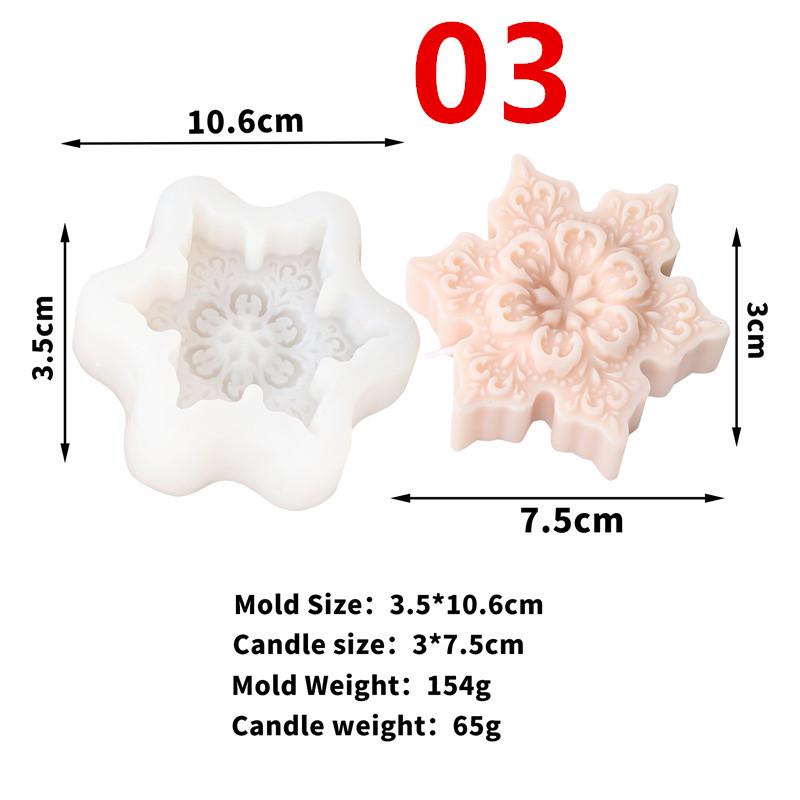 3D Christmas Flat Snowflake Leaf Patterned Silicone Candle Mold DIY Make Handmade Aromatherapy Candles Soap Gypsum Craft
