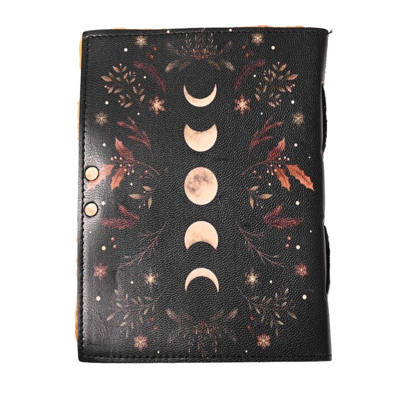 Leather Journal-Handmade Deckle Edge Paper, leather Sun and Moon journal, handmade Sun Moon Journal