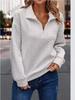 European and American Women's Quilted Zipper Collar Long-Sleeve Sweatshirt - Solid Color, Versatile for Spring and Autumn