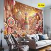2D Flat Printing Candy Themed Backdrop with Giant Lollipops for Birthday and Baby Shower
