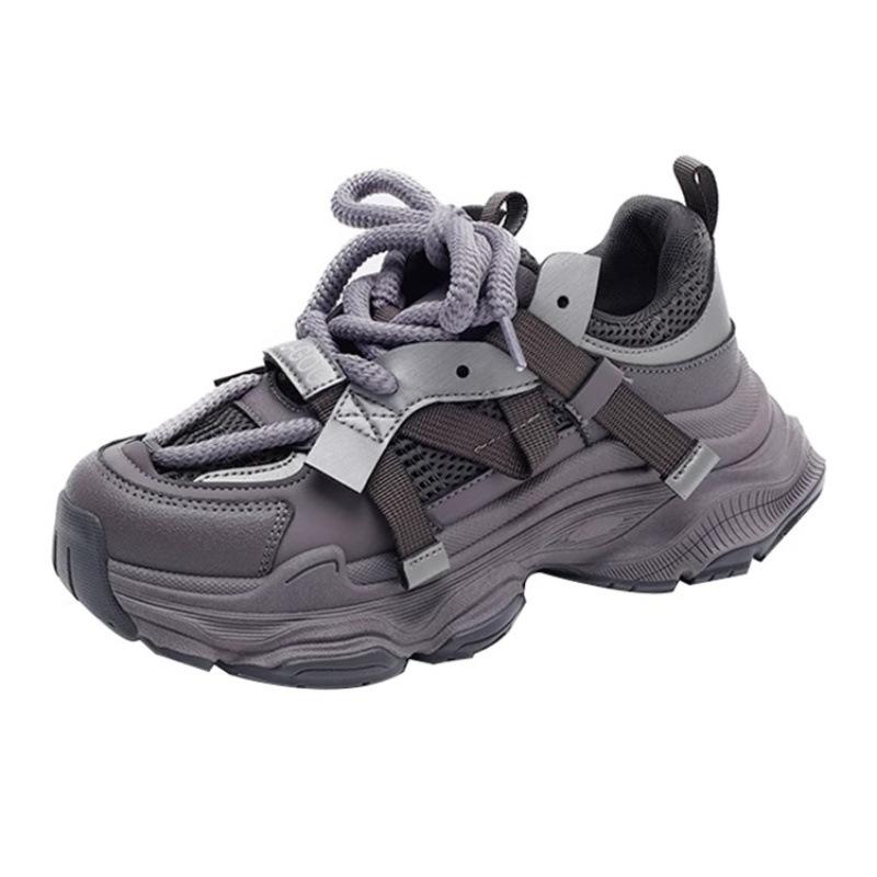 European Breathable Internet Celebrity Dad Shoes Women 2025 Spring and Summer New Leather Platform Sports Casual Shoes Versatile Running Shoes