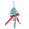 Hand-Woven Christmas Tree Ornaments Rustic Xmas Tree Shaped Handicrafts with Golden Cow Bell And Red Bow for Winter New Year Party Decorations