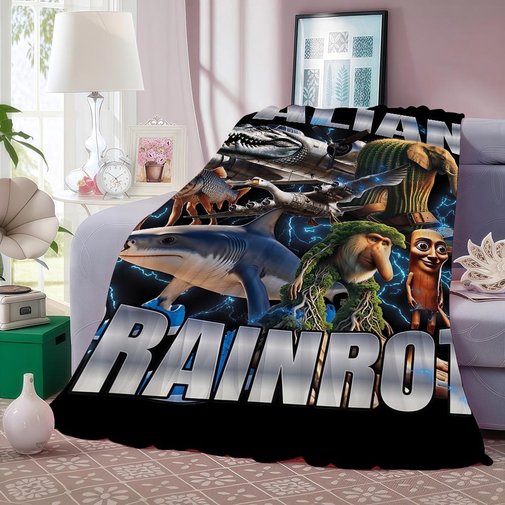Italian Brainrot Creative Animal Blanket Soft and Skin Friendly For Couch Bed Napping Bedspread All Seasons Comforter