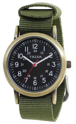 Analog Watch with NATO Water Resistant for Daily [CREPHA] Strap, Use, Khaki/Black TE-AM043-KIG