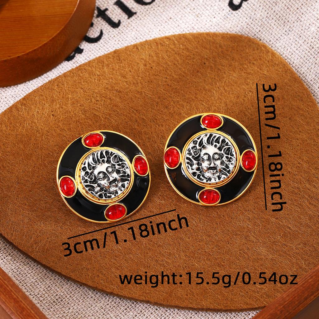 Vintage Geometric Oil Drop Earrings in Round Shape, Simple and Retro