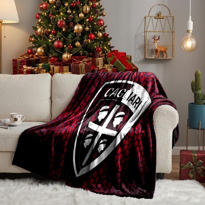 Cagliari Fußball Club Wappen Decken Flanelldecken Plüsch für Sofa Bett Geschenke für Männer Frauen Reise Picknickdecke Weihnachts-Fan-Geschenke