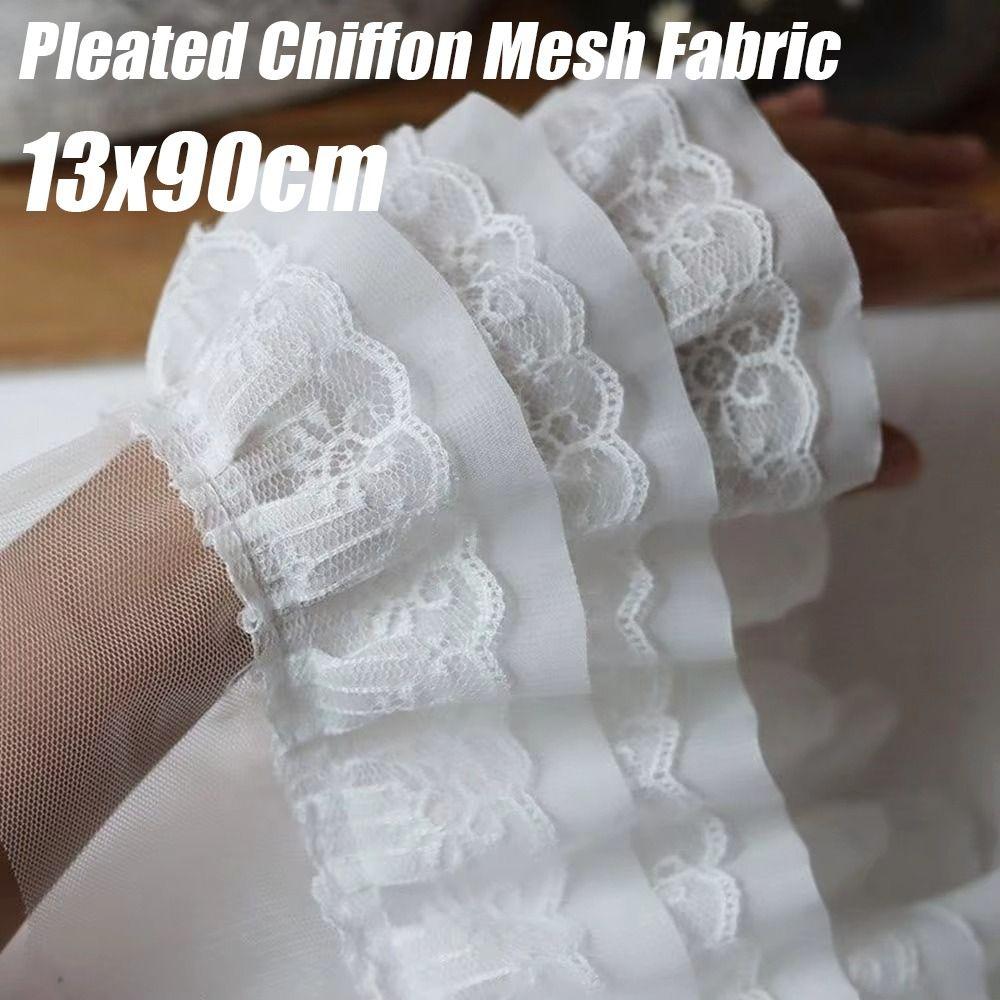 Dreilagiger Chiffon-Netzstoff 13 cm breit Tüll-Spitzenstoff DIY Kleid Bekleidung Kragen Nähen Dekoration
