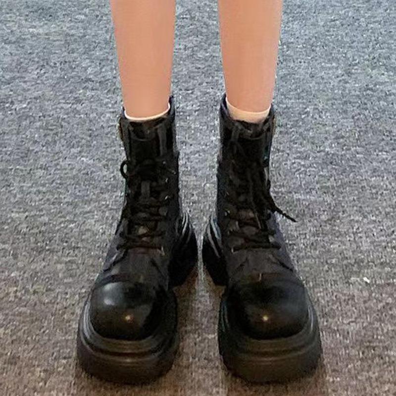 

Martin boots women s autumn and winter new old lace-up thick heel denim locomotive boots tooling medium boots 40 чёрный