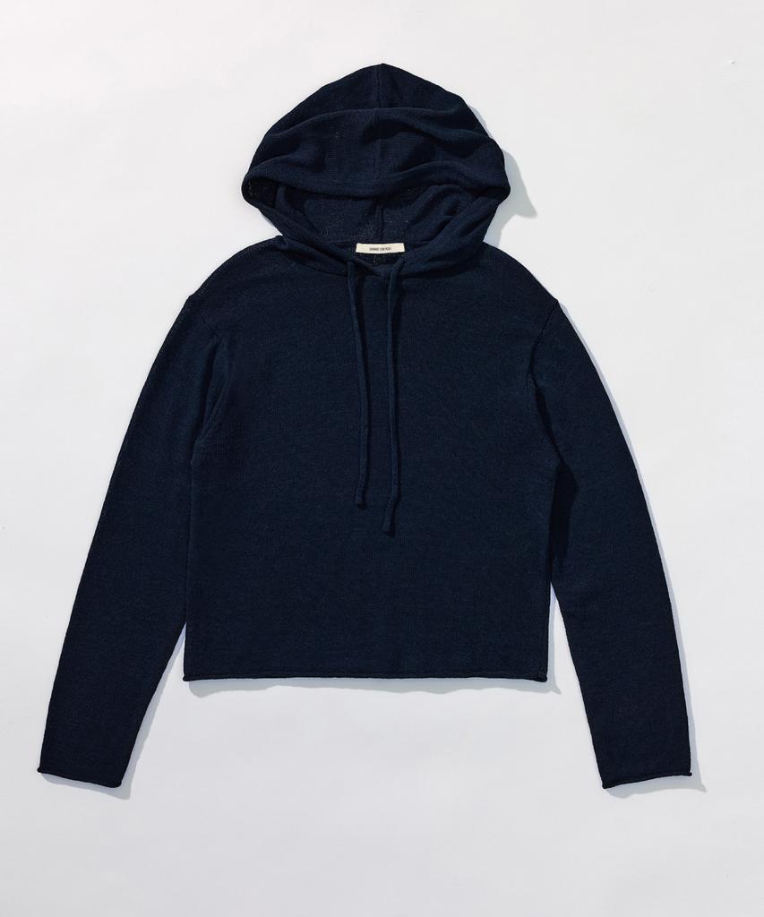 SHINE ON YOU Airy Linen Blend Slim Hoodie Knit_Deep Navy