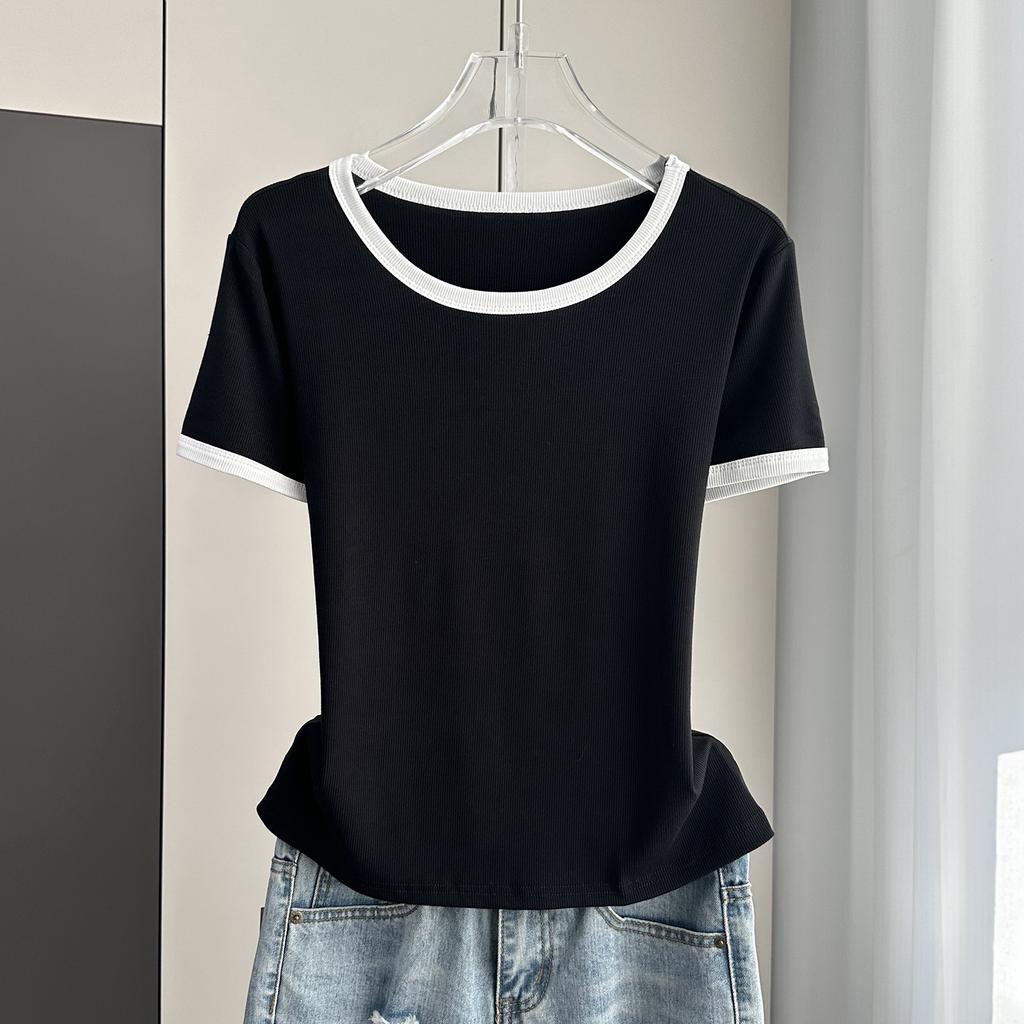 Standard Shoulder Casual Short Sleeve Tee Modal Ribbed Plus Size Loose Top Versatile Breathable Soft Material Flattering Slim Women Top