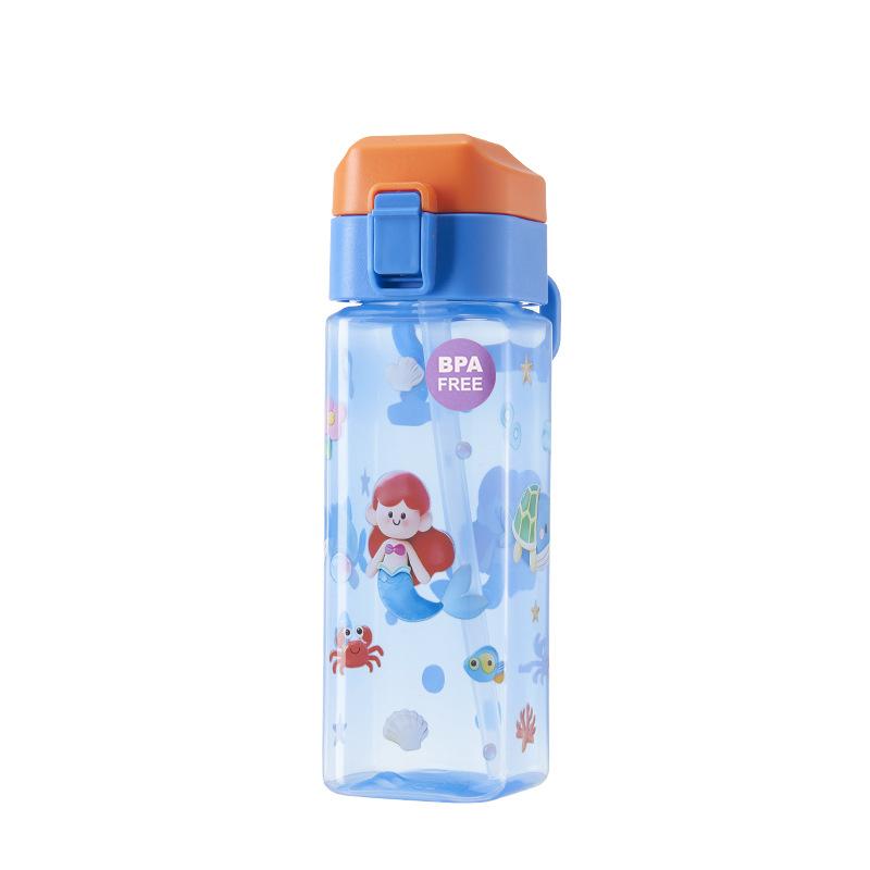 Water Bottle Dopamine Cartoon Children's Water Cup Tea Separation Leak-proof Plastic Cup for Students To School Portable Sports Water Cup