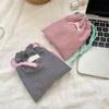 Cosmetic Bag Plaids Toiletry Bag Makeup Bag Lipstick Storage Pouch Drawstring Wash Bag Candy Bag for Women and Girls