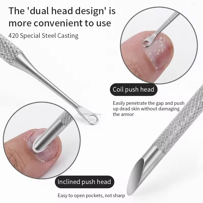 Xiaomi Double-Headed Stainless Steel Cuticle Remover Nail Pusher Exfoliation Prep Tool Bevel Shovel Manicure Pen Nail Art Tools