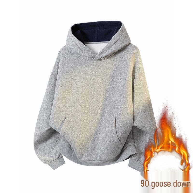 Winter Plus Size Men's Goose Down Hooded Jacket - Casual, Loose, Versatile