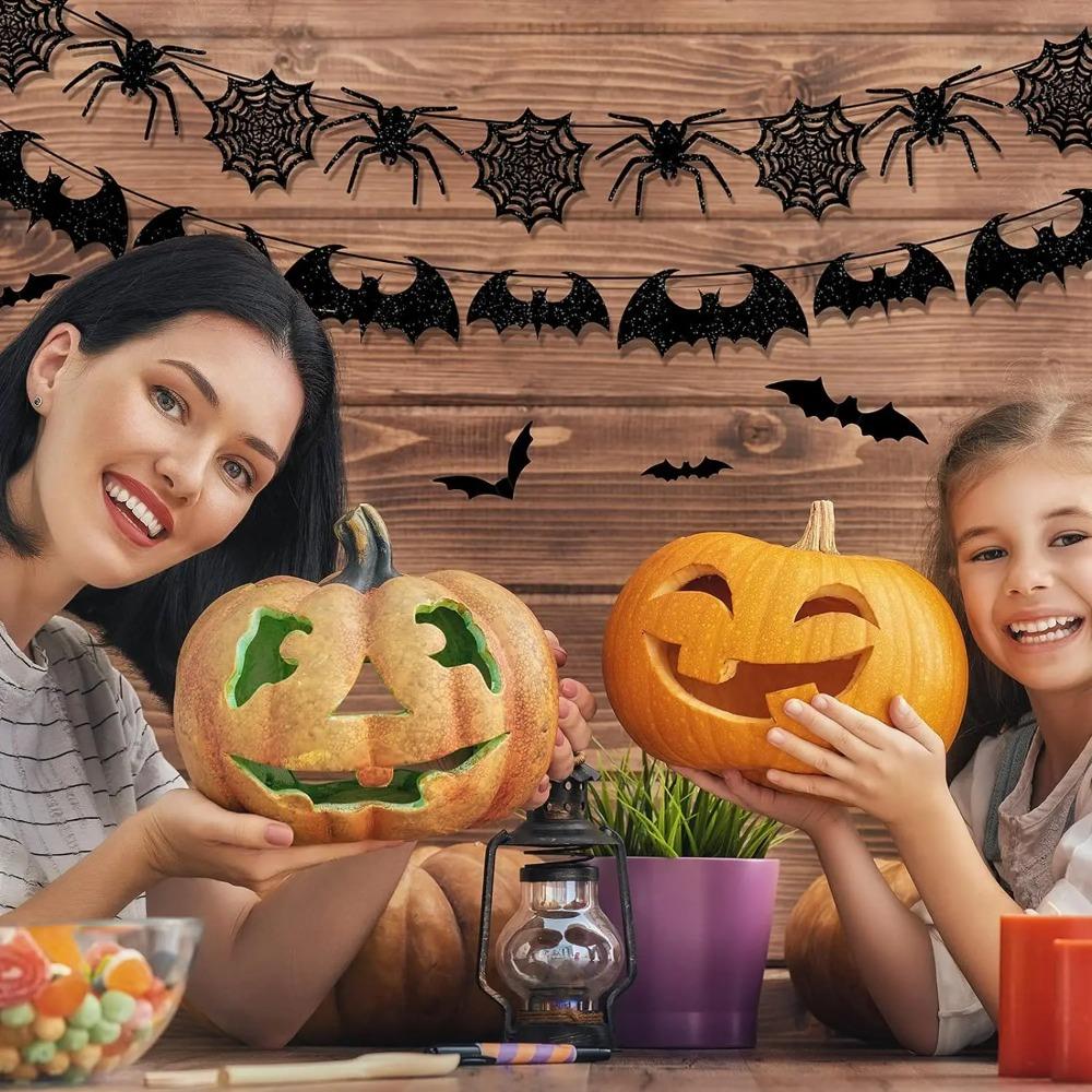 Black Spider Ghost Bat Halloween Bat Banners Funny Halloween Party Banner  Room Party Decor