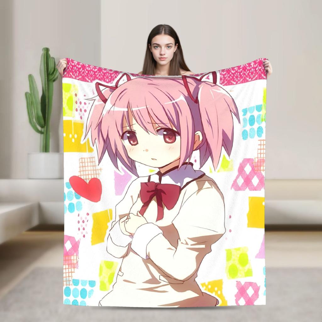 Puella Magi Madoka Magica Blanket Anime Flannel Awesome Soft Throw Blanket for Bedding Lounge Decoration