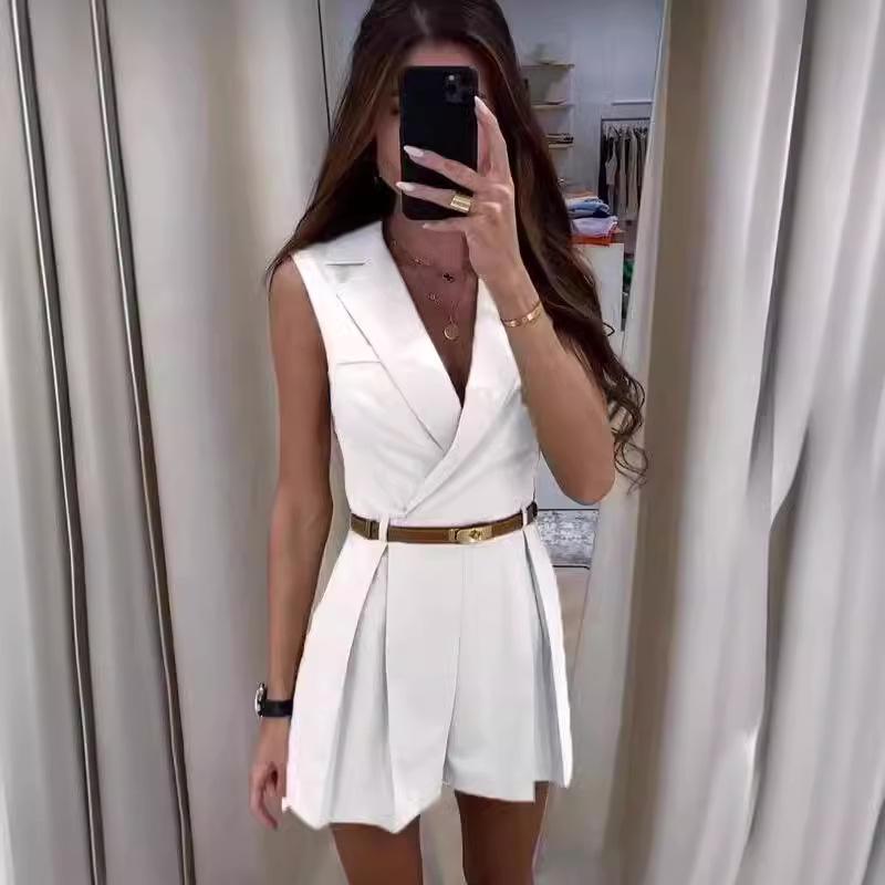 2024 Women's Fashion: Slim Fit Temperament Suit Jumpsuit for Commuting & Style