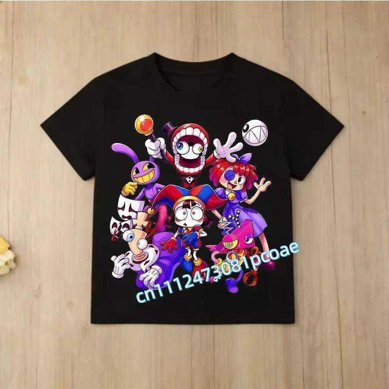 Children Short Sleeve T Shirts The Amazing Digital Circus Anime Cartoon Print Cotton Top Boys Girls Summer Casual Crew Neck Tees
