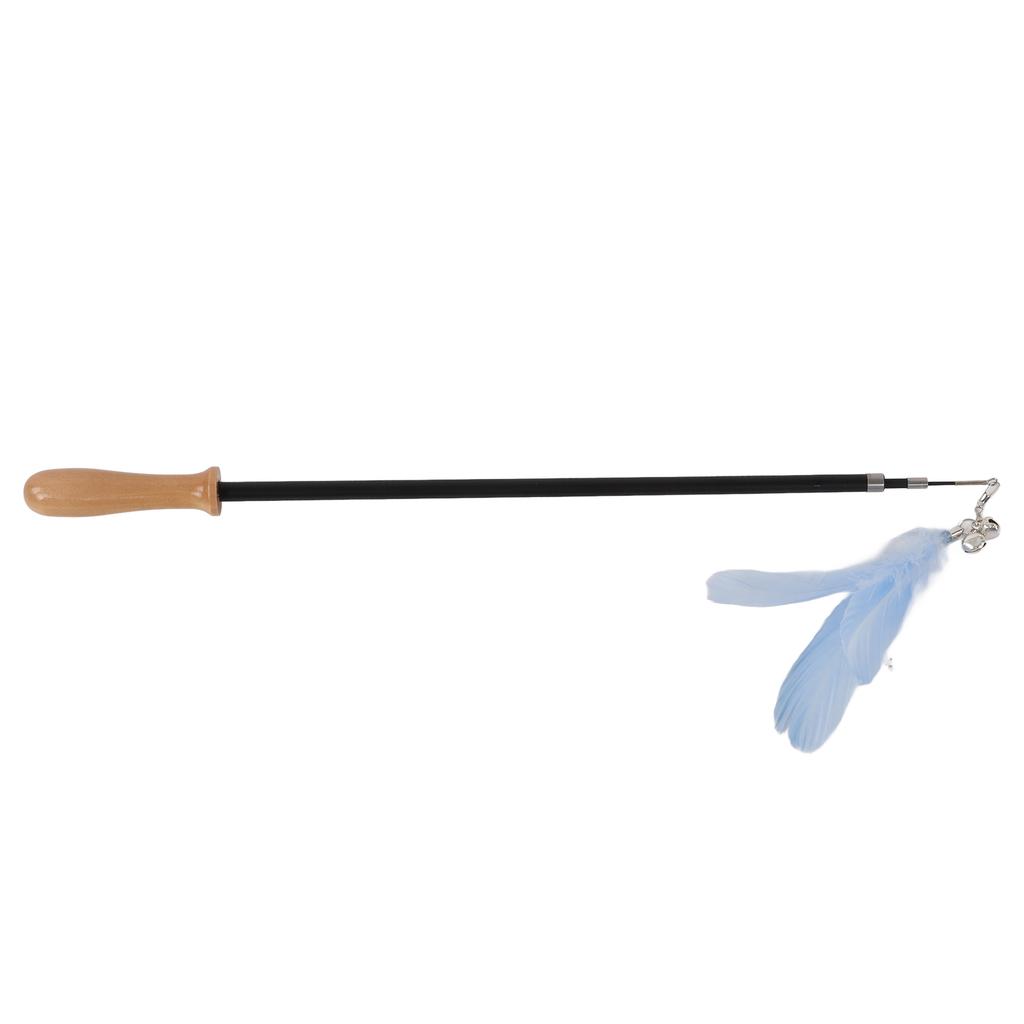 Cat Teaser Wand Retractable Interactive Cat Feather Toy with Bell for Cat KittenBlue