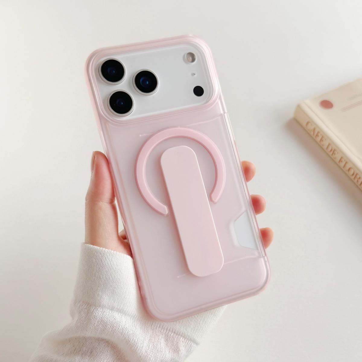 

Luxury Card Holder Slot Bracket Matte Clear Phone Case For iPhone 17 16 15 14 13 Pro Max For Magsafe Magnetic Shockproof Cover iPhone 15 Pro розовый