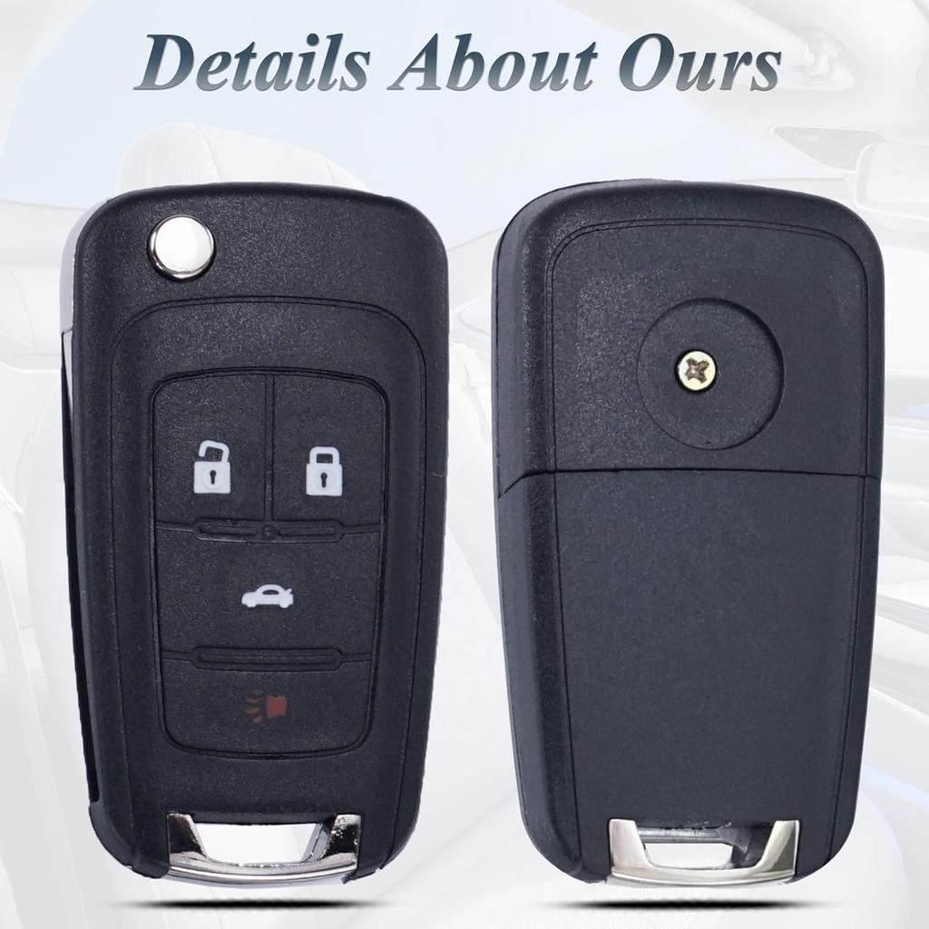 Folding Flip Key Fob Shell Case Fit For Chevy Cruze Malibu Camaro Equinox Equinox Sonic GMC Terrain Buick 2010 2011 2012 2013 2014 2015 2016 Keyless