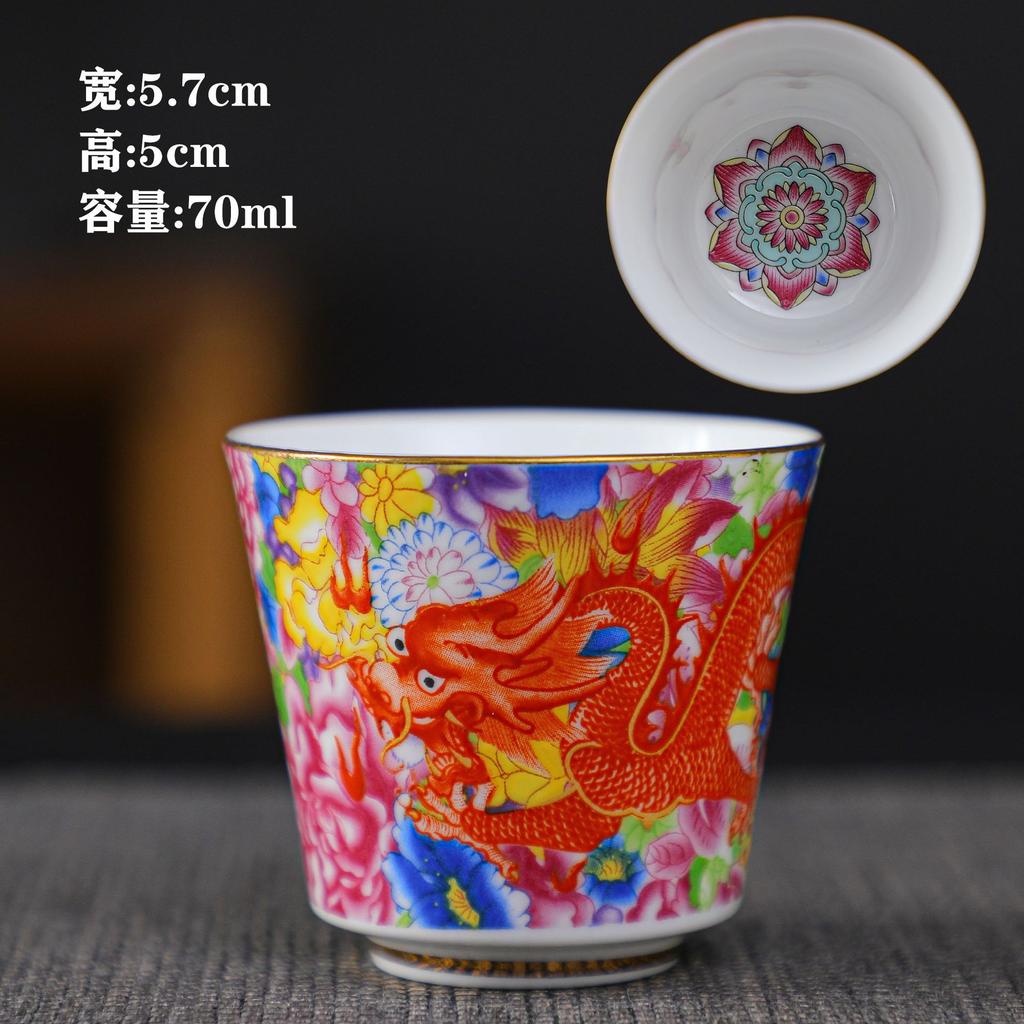 Keramik-Emaille Meistertasse Teegeschirr Kung Fu Teetasse Persönliche Verkostungstasse Mehrfarbige Emaille Teetasse