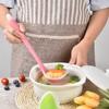 Translucent Silicone Soup Spoons Flexible Scoop Spoons Heat-Resistant Soup Ladle Long Handle Round Spoons Non-Stick Kitchen Tool