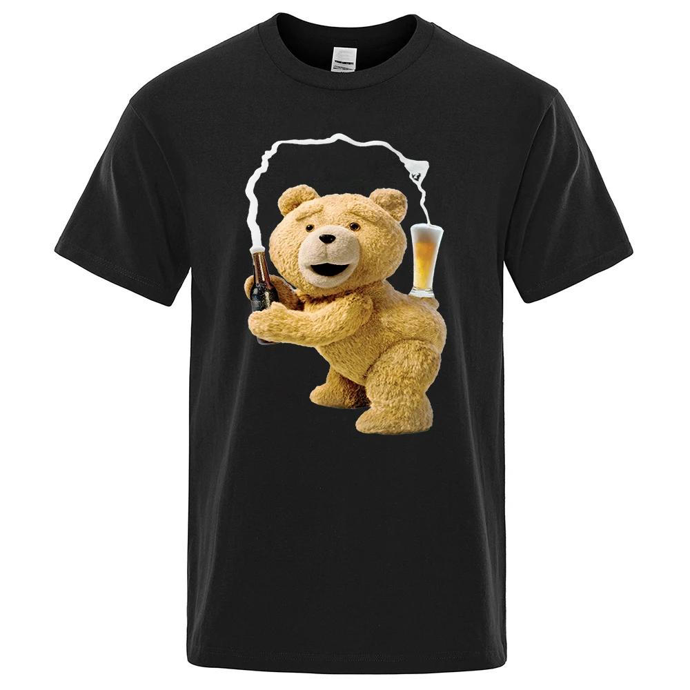 Men's and Women's Short Sleeved Motorcycle T-shirts Cartoon Couple Outfits Unisex Street Clothing Kawai TED2 Bear Designer Y2K
