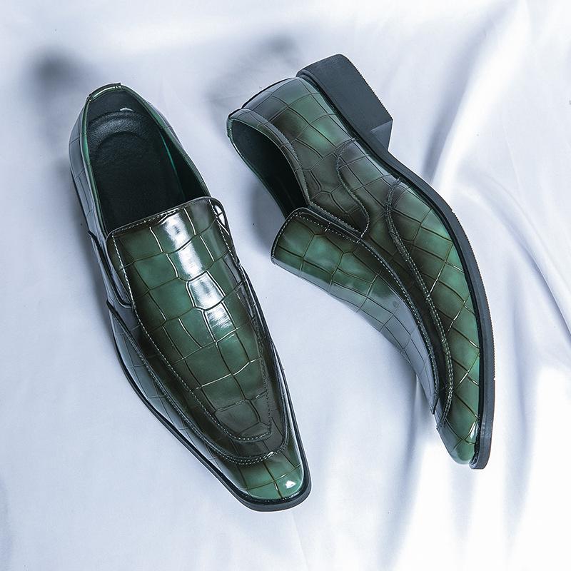 

Ретро модные накладки на ноги ленивые туфли британский стиль Челси зеленые кожаные туфли деловые остроносые кожаные туфли 45 зелёный