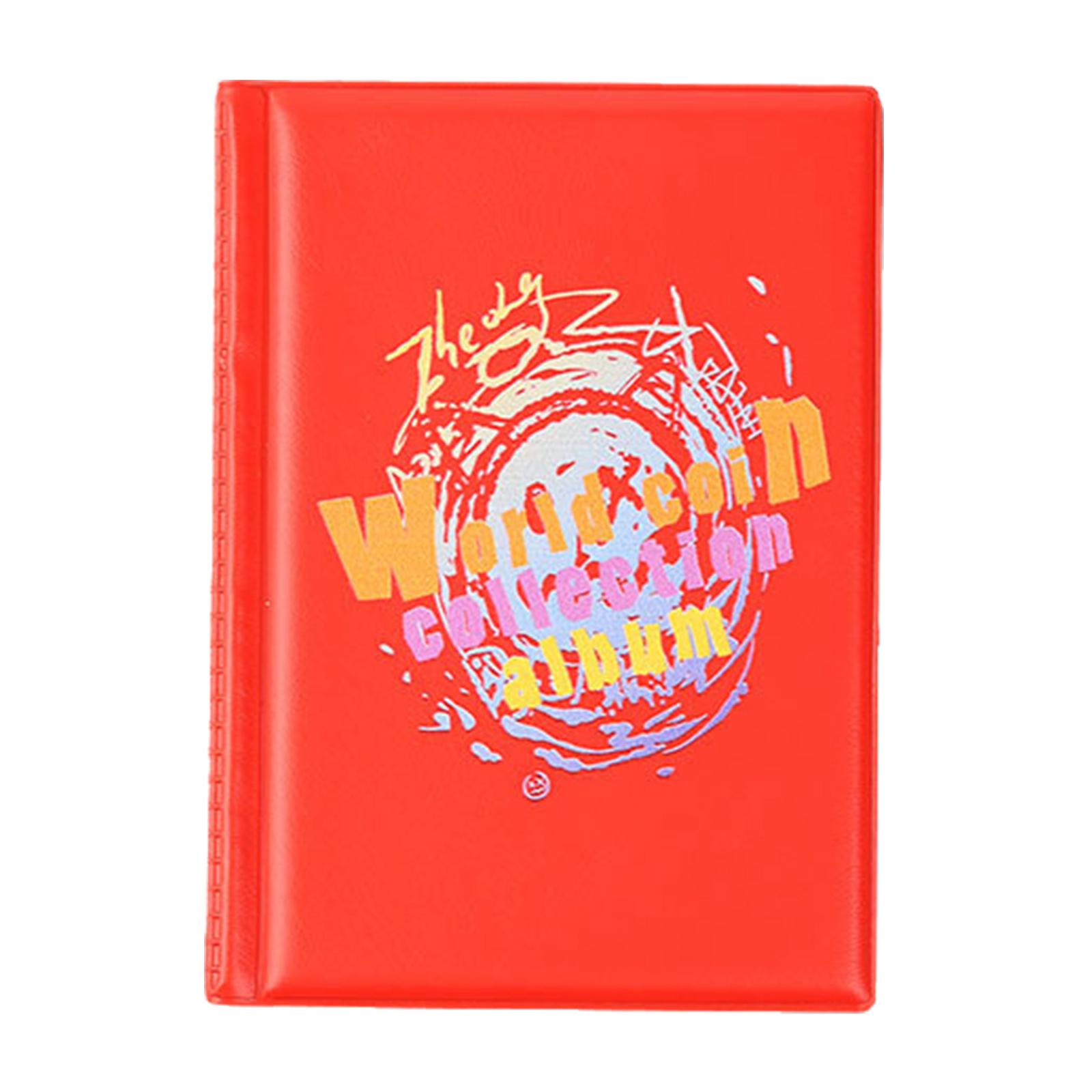 

120 карманов кожаный держатель для монет книга альбом для хранения монет 2.9x2.9 см карманные деньги пенни коллекция альбом для коллекционера 5 красный