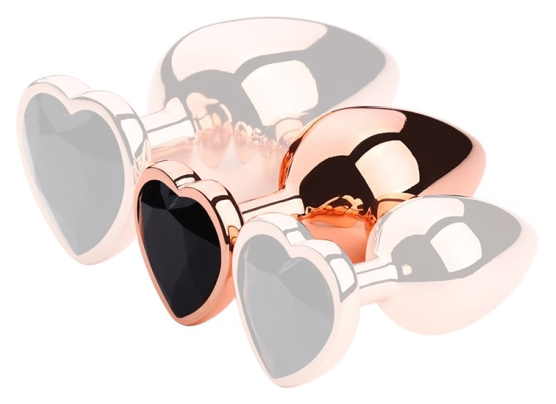 Plug Bijou Anal Gold Heart M 7 x 3.4cm Noir - MyPlayToys - Bijoux Anal