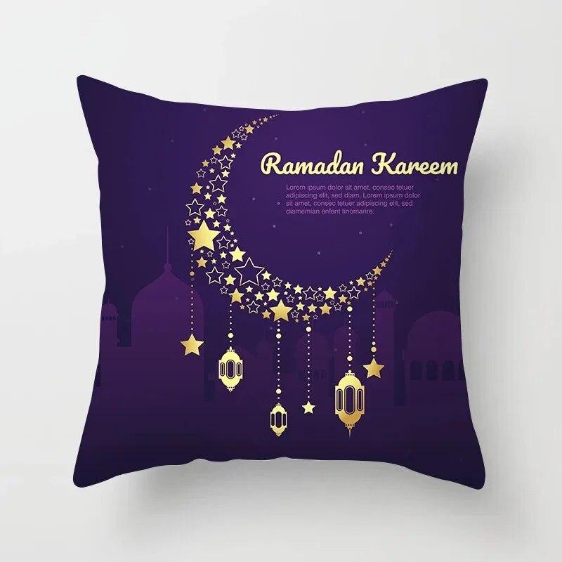 45cm*45cm Islamische Eid Mubarak Dekoration Zuhause Lila Kissenbezug Ramadan Dekoration Sofa Muslimische Moschee Dekoration Kissenbezug