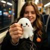 Stress Relief Gadget 1/2Pcs Halloween Cartoon Ghost Squeeze Toy, Bow Relaxation Ball White Sensory Fidget Toy for Kids Adults Party Favors Soft