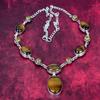 Tiger's Eye & Citrine 925 Solid Sterling Silver Necklace Adjustable, Chain Necklace Handmade Gemstone, Gift For Mom Antique Jewelry