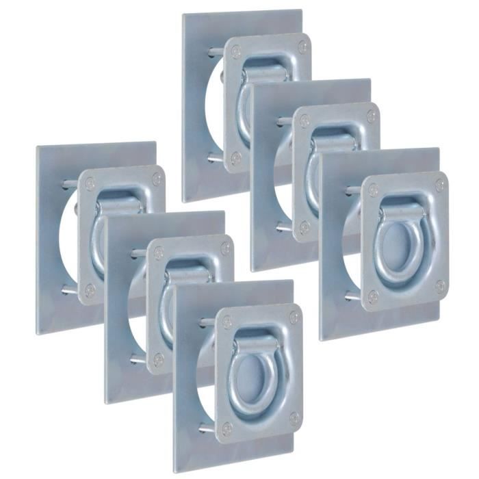 VidaXL Anneau d'arrimage pour remorque 6 pcs Acier galvanisé 2000 kg