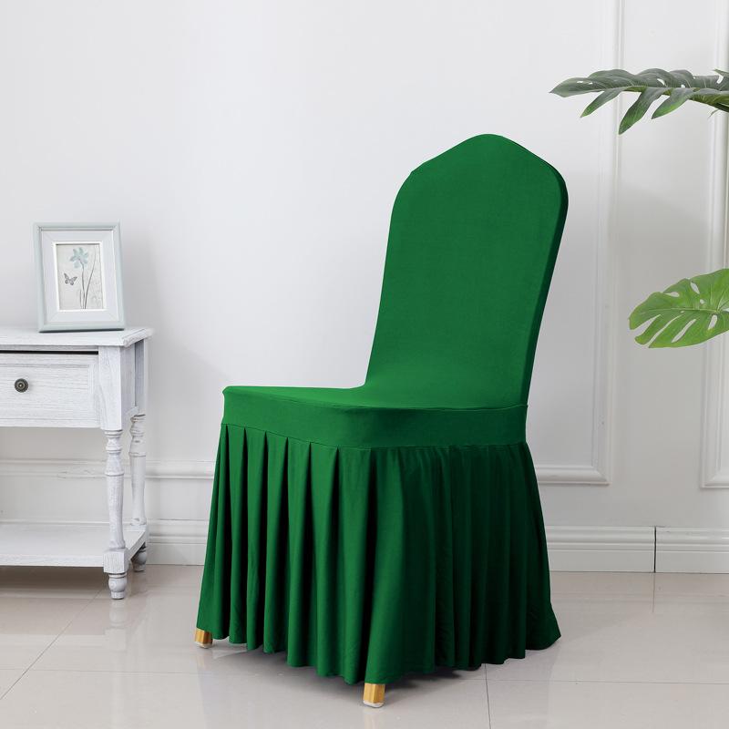 Banquet Chair Cover Thickened Elastic Pleated Skirt Dining Chair Cover Wedding Hotel Party Venue Decoration Simple and Versatile