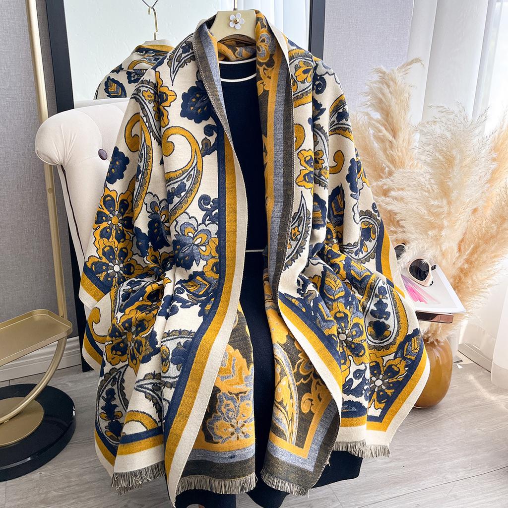 Ethnic style imitation cashmere thick travel shawl Yunnan scarf women's outdoor warm cape sun protection
