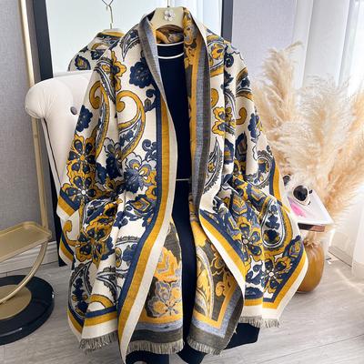 Ethnic Style Imitation Cashmere Thick Travel Shawl Yunnan Scarf Women's Outdoor Warm Cape Sun Protection