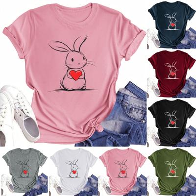 Γυναικείο T-shirt με στρογγυλή λαιμόκοψη και στάμπα, κοντομάνικο τοπ