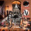 Halloween Hairy Spider Garden Decorations Scary Giant Spider Fake Large Props Triangular Web With Hook Halloween Yard Decor