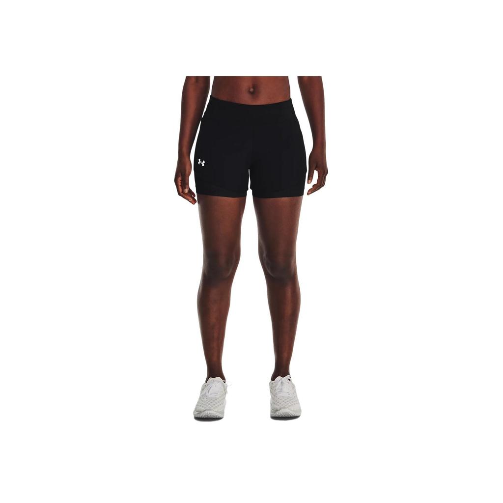 Under Armour Solid High-Waisted Slim Fit Two-In-One Casual Shorts Women Shorts Black 1377031-001