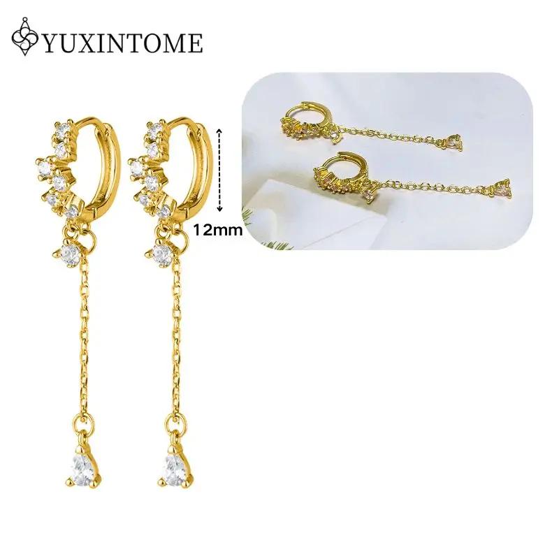 Dames 925 Zilveren Oorstekers Kristal Zirconia Waterdruppels Stud Hoops Goud Huggie Oorbellen Premium Luxe Feest Sieraden